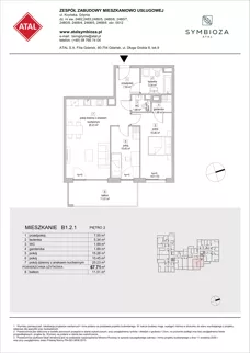 3 pokoje, mieszkanie 67,71 m², piętro 2, oferta nr B1.2.1, ATAL Symbioza, Gdynia, Cisowa, ul. Kcyńska