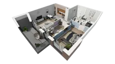3 pokoje, mieszkanie 67,71 m², piętro 2, oferta nr B1.2.1, ATAL Symbioza, Gdynia, Cisowa, ul. Kcyńska