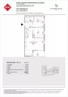 3 pokoje, mieszkanie 60,93 m², piętro 2, oferta nr B1.2.4, ATAL Symbioza, Gdynia, Cisowa, ul. Kcyńska
