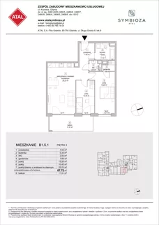 3 pokoje, mieszkanie 67,72 m², piętro 5, oferta nr B1.5.1, ATAL Symbioza, Gdynia, Cisowa, ul. Kcyńska