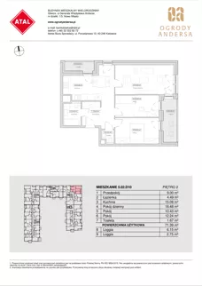 3 pokoje, mieszkanie 71,39 m², piętro 2, oferta nr 5.02.D10, Ogrody Andersa, Gliwice, Wojska Polskiego, ul. Leopolda Okulickiego
