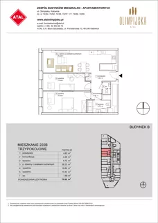 3 pokoje, apartament 70,92 m², piętro 28, oferta nr B-28-222B, ATAL Olimpijska, Katowice, Bogucice, ul. Olimpijska / al. Korfantego