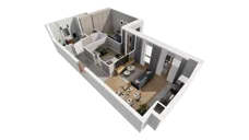 3 pokoje, mieszkanie 56,72 m², piętro 2, oferta nr AII.2.M59, Przewóz 42 ATAL, Kraków, Podgórze, Płaszów, ul. Przewóz 42