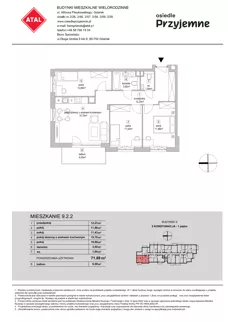 4 pokoje, mieszkanie 71,89 m², piętro 1, oferta nr 9.2.2, Osiedle Przyjemne - etap IV, Gdańsk, Jasień, ul. Flisykowskiego