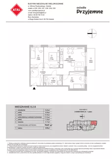 4 pokoje, mieszkanie 70,87 m², piętro 1, oferta nr 9.2.8, Osiedle Przyjemne - etap IV, Gdańsk, Jasień, ul. Flisykowskiego