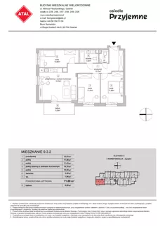 4 pokoje, mieszkanie 71,89 m², piętro 2, oferta nr 9.3.2, Osiedle Przyjemne - etap IV, Gdańsk, Jasień, ul. Flisykowskiego
