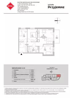 4 pokoje, mieszkanie 70,87 m², piętro 2, oferta nr 9.3.8, Osiedle Przyjemne - etap IV, Gdańsk, Jasień, ul. Flisykowskiego