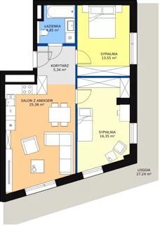3 pokoje, apartament 65,24 m², piętro 1, oferta nr A-01-03A, ATAL Olimpijska, Katowice, Bogucice, ul. Olimpijska / al. Korfantego