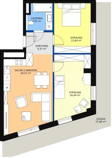 3 pokoje, apartament 66,01 m², piętro 2, oferta nr A-02-17A, ATAL Olimpijska, Katowice, Bogucice, ul. Olimpijska / al. Korfantego