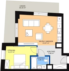 2 pokoje, mieszkanie 46,73 m², piętro 2, oferta nr A-02-24A, ATAL Olimpijska, Katowice, Bogucice, ul. Olimpijska / al. Korfantego