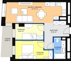 3 pokoje, apartament 57,88 m², piętro 3, oferta nr A-03-36A, ATAL Olimpijska, Katowice, Bogucice, ul. Olimpijska / al. Korfantego