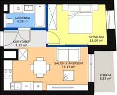 1 pokój, mieszkanie 34,79 m², piętro 6, oferta nr A-06-82A, ATAL Olimpijska, Katowice, Bogucice, ul. Olimpijska / al. Korfantego