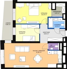 3 pokoje, apartament 80,34 m², piętro 8, oferta nr A-08-104A, ATAL Olimpijska, Katowice, Bogucice, ul. Olimpijska / al. Korfantego
