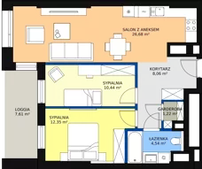 3 pokoje, apartament 62,94 m², piętro 1, oferta nr B-01-06B, ATAL Olimpijska, Katowice, Bogucice, ul. Olimpijska / al. Korfantego