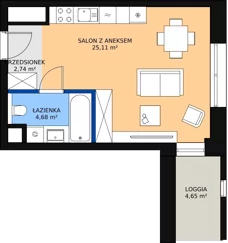 1 pokój, mieszkanie 32,41 m², piętro 11, oferta nr C-11-130C, ATAL Olimpijska, Katowice, Bogucice, ul. Olimpijska / al. Korfantego