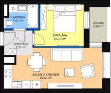 2 pokoje, mieszkanie 37,33 m², piętro 2, oferta nr C-02-16C, ATAL Olimpijska, Katowice, Bogucice, ul. Olimpijska / al. Korfantego