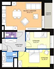 3 pokoje, apartament 59,20 m², piętro 13, oferta nr C-13-144C, ATAL Olimpijska, Katowice, Bogucice, ul. Olimpijska / al. Korfantego