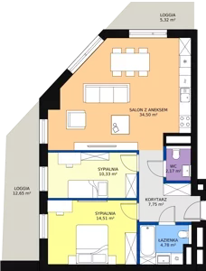 3 pokoje, apartament 73,77 m², piętro 2, oferta nr C-02-14C, ATAL Olimpijska, Katowice, Bogucice, ul. Olimpijska / al. Korfantego