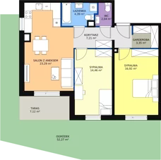 3 pokoje, mieszkanie 71,58 m², parter, oferta nr B1-01, Galaktyczna, Gdańsk, Osowa, ul. Galaktyczna
