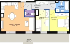 3 pokoje, mieszkanie 56,95 m², piętro 2, oferta nr B1-18, Galaktyczna, Gdańsk, Osowa, ul. Galaktyczna
