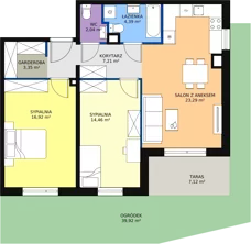 3 pokoje, mieszkanie 71,53 m², parter, oferta nr B2-06, Galaktyczna, Gdańsk, Osowa, ul. Galaktyczna