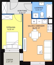 2 pokoje, mieszkanie 35,13 m², piętro 1, oferta nr B2-10, Galaktyczna, Gdańsk, Osowa, ul. Galaktyczna