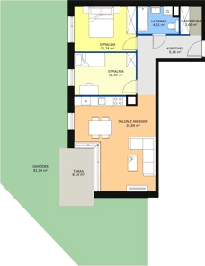 3 pokoje, mieszkanie 65,87 m², piętro 1, oferta nr A.1.7, ATAL Symbioza, Gdynia, Cisowa, ul. Kcyńska