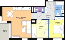 3 pokoje, mieszkanie 61,55 m², piętro 1, oferta nr A.1.2, ATAL Symbioza, Gdynia, Cisowa, ul. Kcyńska