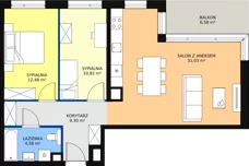 3 pokoje, mieszkanie 68,21 m², piętro 5, oferta nr A.5.2, ATAL Symbioza, Gdynia, Cisowa, ul. Kcyńska