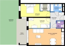 3 pokoje, mieszkanie 68,81 m², piętro 2, oferta nr B2.2.5, ATAL Symbioza, Gdynia, Cisowa, ul. Kcyńska