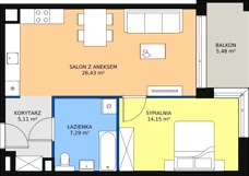2 pokoje, mieszkanie 52,98 m², piętro 1, oferta nr B2.1.2, ATAL Symbioza, Gdynia, Cisowa, ul. Kcyńska