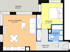 2 pokoje, mieszkanie 49,02 m², piętro 1, oferta nr B2.1.6, ATAL Symbioza, Gdynia, Cisowa, ul. Kcyńska