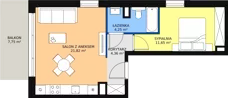 2 pokoje, mieszkanie 42,08 m², piętro 1, oferta nr B2.1.7, ATAL Symbioza, Gdynia, Cisowa, ul. Kcyńska