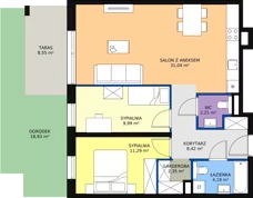 3 pokoje, mieszkanie 64,96 m², piętro 3, oferta nr C2.3.3, ATAL Symbioza, Gdynia, Cisowa, ul. Kcyńska