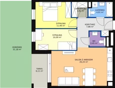 3 pokoje, mieszkanie 64,96 m², piętro 3, oferta nr C2.3.3, ATAL Symbioza, Gdynia, Cisowa, ul. Kcyńska