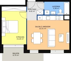 2 pokoje, mieszkanie 47,57 m², piętro 1, oferta nr C1.1.2, ATAL Symbioza, Gdynia, Cisowa, ul. Kcyńska