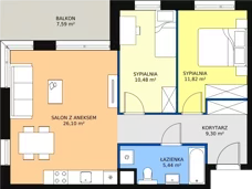 3 pokoje, mieszkanie 63,14 m², piętro 1, oferta nr C2.1.4, ATAL Symbioza, Gdynia, Cisowa, ul. Kcyńska