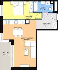 2 pokoje, mieszkanie 54,56 m², piętro 2, oferta nr C1.2.3, ATAL Symbioza, Gdynia, Cisowa, ul. Kcyńska