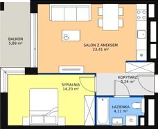 2 pokoje, mieszkanie 46,96 m², piętro 2, oferta nr C2.2.2, ATAL Symbioza, Gdynia, Cisowa, ul. Kcyńska