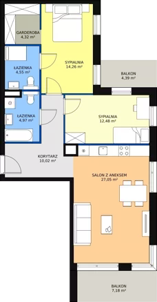 3 pokoje, mieszkanie 77,65 m², piętro 3, oferta nr C1.3.1, ATAL Symbioza, Gdynia, Cisowa, ul. Kcyńska