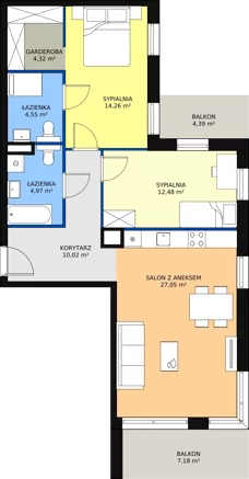 3 pokoje, mieszkanie 77,65 m², piętro 4, oferta nr C1.4.1, ATAL Symbioza, Gdynia, Cisowa, ul. Kcyńska