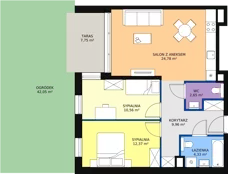 3 pokoje, mieszkanie 64,65 m², piętro 1, oferta nr D.1.5, ATAL Symbioza, Gdynia, Cisowa, ul. Kcyńska