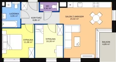 3 pokoje, mieszkanie 60,11 m², piętro 2, oferta nr D.2.2, ATAL Symbioza, Gdynia, Cisowa, ul. Kcyńska