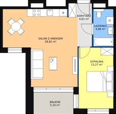 2 pokoje, mieszkanie 51,36 m², piętro 3, oferta nr D.3.4, ATAL Symbioza, Gdynia, Cisowa, ul. Kcyńska