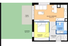 2 pokoje, mieszkanie 42,86 m², parter, oferta nr 5A-0-1, Naramowice Odnova II, Poznań, Naramowice, ul. Bielicowa