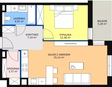 2 pokoje, mieszkanie 53,03 m², piętro 1, oferta nr 6D-1-3, Naramowice Odnova II, Poznań, Naramowice, ul. Bielicowa