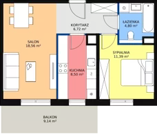 2 pokoje, mieszkanie 49,97 m², piętro 1, oferta nr 7C-1-1, Naramowice Odnova II, Poznań, Naramowice, ul. Bielicowa