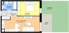 2 pokoje, mieszkanie 39,49 m², piętro 1, oferta nr 7A-1-4, Naramowice Odnova II, Poznań, Naramowice, ul. Bielicowa