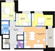 4 pokoje, apartament 87,80 m², piętro 1, oferta nr a.2.1.01, ATAL SKY+ II, Katowice, Wełnowiec-Józefowiec, Wełnowiec, al. Wojciecha Korfantego 93-99