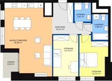 3 pokoje, apartament 83,76 m², piętro 1, oferta nr a.2.1.05, ATAL SKY+ II, Katowice, Wełnowiec-Józefowiec, Wełnowiec, al. Wojciecha Korfantego 93-99